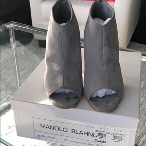 Worn Once! Grey Suede Manolo Blahnik booties 39.5